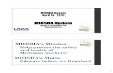 MSC MIOSHA Agency Update April 2019 · MIOSHA Update April 16 , 2019 MIOSHA Update Barton G. Pickelman, CIH MIOSHA Director MIOSHA’s Mission ... MIOSHA continued this initiative