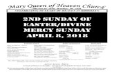 2ND SUNDAY OF EASTER/DIVINE MERCY SUNDAY APRIL 8, 2018 · 2019-12-17 · Prayer & Song Message of Diving Mercy by Fr. Ikenna Okagbue Chaplet of Divine Mercy Act of Consecration &