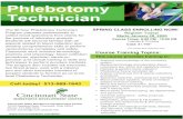 Phlebotomy Technician - Cincinnati State...*Fee includes NHA certification exam. Phlebotomy Technician Week Tuesday Hours Thursday Hours 1 January 28, 2020 6:00 PM ‐ 10:00 PM January