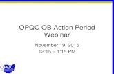 OPQC OB Action Period Webinar...Log Elements • Gestational age at Rx • History of preterm birth or short cervix • Declined progesterone • 17P or vag P • Continued after 4