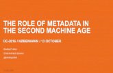 THE ROLE OF METADATA IN THE SECOND MACHINE AGE · THE NEXT 20 YEARS: THE SECOND MACHINE AGE The second machine age will be characterized by countless instances of machine intelligence