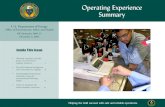 Summary Operating Experience...Operating Experience Summary U.S. Department of Energy Oﬃce of Environment, Safety and Health OE Summary 2005-15 December 2, 2005 Inside This Issue