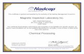Magnetic Inspection Laboratory Inc. · This certificate is granted and awarded by the authority of the Nadcap Management Council to: Magnetic Inspection Laboratory Inc. 1401 Greenleaf