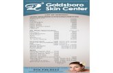 Goldsboro Skin Center 5x11-R2 Front · 2017-09-13 · Tattoo Removal: Picosure/ Piq04: priced per area/per treatment starting at $1 50 Blepharoplasty- Lower- Upper- Upper/Lower- $1800