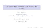 Complex analytic methods in minimal surface theoryforstneric/datoteke/Beirut...Lecture 2: Complex analytic methods The aim of Lecture 2 is to introduce the complex analytic methods