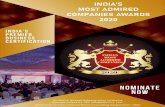 indiasmostadmiredcompaniesawards.com · Most Admired Companies Awards concept and have successfully recognized more than 200 companies from all over India from diversified industry