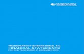 TRANSPARENCY INTERNATIONAL E.V. FINANCIAL STATEMENTS · Transparency International (TI) is an unincorporated, international coalition, which has the objective ... defense and security,