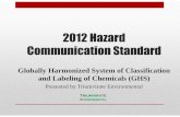 2012 Hazard Communication Standard - Triumvirate Environmental€¦ · 2012 Hazard Communication Standard Globally Harmonized System of Classification and Labeling of Chemicals (GHS)