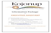 Information Package EXECUTIVE ASSISTANT€¦ · EXECUTIVE ASSISTANT This Information Package contains: General information to assist applicants; An Application Form (please fill in