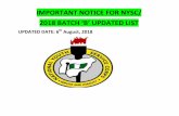 IMPORTANT NOTICE FOR NYSC/ - Nigerian Scholars€¦ · IMPORTANT NOTICE FOR NYSC/ 2018 ATH ‘’ UPDATED LIST UPDATED DATE: 6th August, 2018. NYSC MOBILIZATION ANNOUNCEMENT 2018