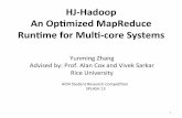 HJHadoop An(Op,mized(MapReduce( Run,me(for… … · HJHadoop An(Op,mized(MapReduce(Run,me(for(Mul,#core(Systems(Yunming’Zhang’ Advised’by:’Prof.’Alan’Cox’and’Vivek’Sarkar’