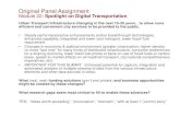 Original Panel Assignment - Stanford University€¦ · Original Panel Assignment Module 22: Spotlight on Digital Transportation Urban Transport Infrastructure changing in the next