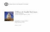 Annual Audit Report For the Year Ended August 31, 2018€¦ · The annual audit plan for Texas Tech University System for the year ended August 31, 2018, which is included in this