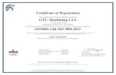 Certificate of Registration GTC Machining LLC€¦ · Certificate of Registration This certifies that the Quality Management System of GTC Machining LLC 3555 Developers Road Indianapolis,