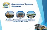 ALEXANDRIA TRANSIT COMPANY - DASH · City of Alexandria (Stockholders) appoints Board of Directors on an annual basis ATC Board of Directors (9 Members) is responsible for all governance