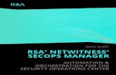 RSA NetWitness® SecOps Manager...standards such as NIST, US-CERT, SANS and VERIS. RSA NetWitness SecOps Manager caters to the multiple personas within the SOC from the analysts, incident