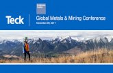 Global Metals & Mining Conference - Teck Resources€¦ · BHP Billiton. Anglo American. Rio Tinto. Freeport-McMoRan. Vale. Teck B. Glencore. South32. Outstanding Valuation Thesis.