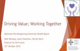 Driving Value; Working TogetherDriving Value; Working Together Abertawe Bro Morgannwg University Health Board Mark Ramsey, Lynne Hamilton, Navjot Kalra Finance for the Future 16th