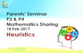 Parents Seminar P3 & P4 Mathematics Sharing · Parents’ Seminar P3 & P4 Mathematics Sharing 18 Feb 2017 1 Heuristics. Springdale Primary School Objectives At the end of this session,