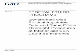 GAO-19-249, FEDERAL ETHICS PROGRAMS: …PROGRAMS Government-wide Political Appointee Data and Some Ethics Oversight Procedures at Interior and SBA Could Be Improved March 2019 GAO-19-249