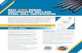 WHY ACRS REBAR CERTIFICATES REPLACE STEEL MILL … · Some specifiers ask for certificates for reinforcing bar from their REO supplier and request details of heat or batch identification