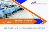 Optiemus Infracom Annual Report Cover 2017 Annual Report 2017.pdfOPTIEMUS INFRACOM LIMITED 4 24th Annual Report 2016-17 DIRECTORS’ REPORT Dear Members, The Directors of your Company
