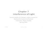 Chapter 7 Interference of Light - Erbion Consultantserbion.com/index_files/Modern_Optics/Ch7.pdf · Light from independent sources even if they are same kind of lasers do not interfere.
