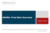 MACRA: Final Rule Overview - McDermott+Consulting€¦ · • Upward MIPS payment adjustments may be scaled for budget neutrality, as required by MACRA. 2017 Scoring Methodology •