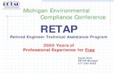 Michigan Environmental Compliance Conference RETAP · Michigan Environmental Compliance Conference . RETAP . Retired Engineer Technical Assistance Program . 2000 Years of . Professional
