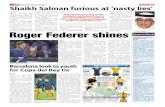 Roger Federer shines - KINGDOM OF BAHRAIN · 2015-10-28 · Roger Federer shines Sports in Shorts London A sian football chief and FIFA presidential contender Shaikh Salman bin Ebrahim