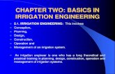 CHAPTER TWO: BASICS IN IRRIGATION ENGINEERING · IRRIGATION ENGINEERING 2.1. IRRIGATION ENGINEERING: This involves Conception, Planning, Design, Construction, Operation and Management