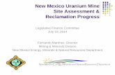 New Mexico Uranium Mining - New Mexico Legislature 070914 Item 7... · Developed an inventory of abandoned uranium mines (AUMs). Identify recorded reclamation status of all mines