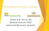 The Adolescent Brain on Drugs · impairs brain functioning 1. Release 2 to 10 times more dopamine than natural rewards (eating, sex and social activities) 2. Powerful reward strongly