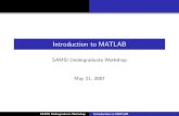 Introduction to MATLABSAMSI Undergraduate Workshop Introduction to MATLAB. Basics Programming in MATLAB MATLAB Functions Other Useful Info For Vectors and Matrices For Solving ODEs