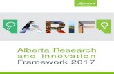 Alberta Research and Innovation Framework (ARIF)) · The Alberta Research and Innovation Framework (ARIF) Action Plan 2017 – 2020 outlines the tactical approach to advance the innovation