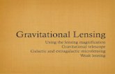 Gravitational Lensing - CUSO€¦ · Lensing cross section and optical depth Magnification bias Lens searches Gravitational telescope Microlensing magnification Galactic microlensing