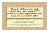 Results of Screening and Qualification Testing of COTS ......jajaja.. Calculations yield T jmax ~150 oC (“gold standard”?). Æ P max is just a result of reverse calculations. Analysis