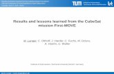 Results and lessons learned from the CubeSat …...Results and lessons learned from the CubeSat mission First -MOVE 10th IAA Symposium on Small Satellites for Earth Observation Tuesday,