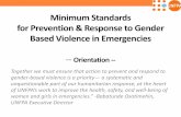 Minimum Standards for Prevention & Response to Gender ... · Minimum Standards for Prevention & Response to Gender Based Violence in Emergencies--Orientation --Together we must ensure
