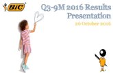 Q3-9M 2016 Results Presentation - Bic...Q3-9M 2016 Results Presentation 26 October 2016 Group and category highlights Consumer business (87% of total sales) +5.0% Developed Markets