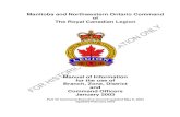 Manitoba and Northwestern Ontario Command of The Royal … · 2019-04-29 · MANITOBA AND NORTHWESTERN ONTARIO COMMAND Of THE ROYAL CANADIAN LEGION MANUAL OF INFORMATION FOR THE USE