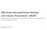 EMA Brexit Interested Parties Meeting Joint Industry ... · EMA Brexit Interested Parties Meeting . Joint Industry Presentation – BREXIT . Industry Stakeholder meeting on Brexit
