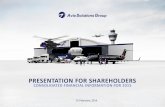 PRESENTATION FOR SHAREHOLDERS - AviaSG · Aircraft Ground Handling and Fuelling. Consolidated Balance Sheet (5) 19 31-12-2015 31-12-2014 31-12-2015 vs 31-12-2014 EUR thousand 120