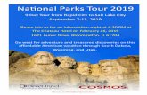 Na onal Parks Tour 2019 - Direct Travel · Day 6, Thursday September 12, 2019 YELLOWSTONE –GRAND TETON NATIONAL PARK–JACKSON. Head south into magniﬁcent GRAND TETON NATIONAL