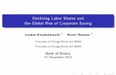 Declining Labor Shares and the Global Rise of Corporate Saving · the Global Rise of Corporate Saving Loukas Karabarbounis 1 Brent Neiman 2 1University of Chicago Booth and NBER 2University