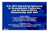 U.S. EPA Superfund Approach to Groundwater …U.S. EPA Superfund Approach to Groundwater Protection and its Role in EPA’s Relationship with NRC St t W lk EPA Page-1 Stuart Walker