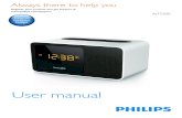 User manual - Philips€¦ · Tune to FM radio stations 1 Press SOURCE repeatedly to switch to FM tuner mode. 2 Press and hold TUNE - or TUNE + for two seconds. » The clock radio