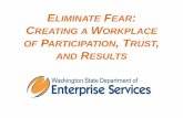 ELIMINATE FEAR CREATING A WORKPLACE OF PARTICIPATION, … Fear... · 2019-12-18 · 1.Breakdown of silos 2.Provide enhanced career-development opportunities and promote employee retention