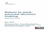 Return to work: parental decision making - gov.uk · responsibilities and return to work. 2. To design testable interventions to encourage parents to equalise (or move closer to equalising)