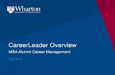 CareerLeader Overview - MBA Career Management · General Management Non-Profit Management Strategic Planning ... Institutional Securities Sales Production & Operations Management